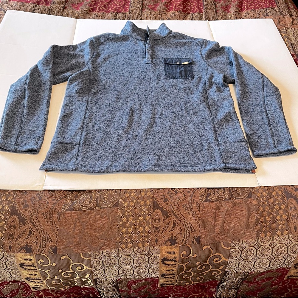 Woolrich Blue Henley Pullover Sweater Quarter Snap Outdoor‎ Winter Mens Size XL